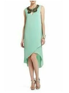 BCBGMAXAZRIA “Nellie” Beaded Collar Sleeveless High-Low Dress Size M